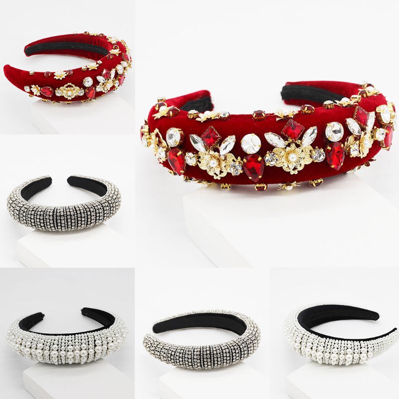 Băng Đô Cài Tóc Đính Đá &amp; Ngọc Trai Nhân Tạo