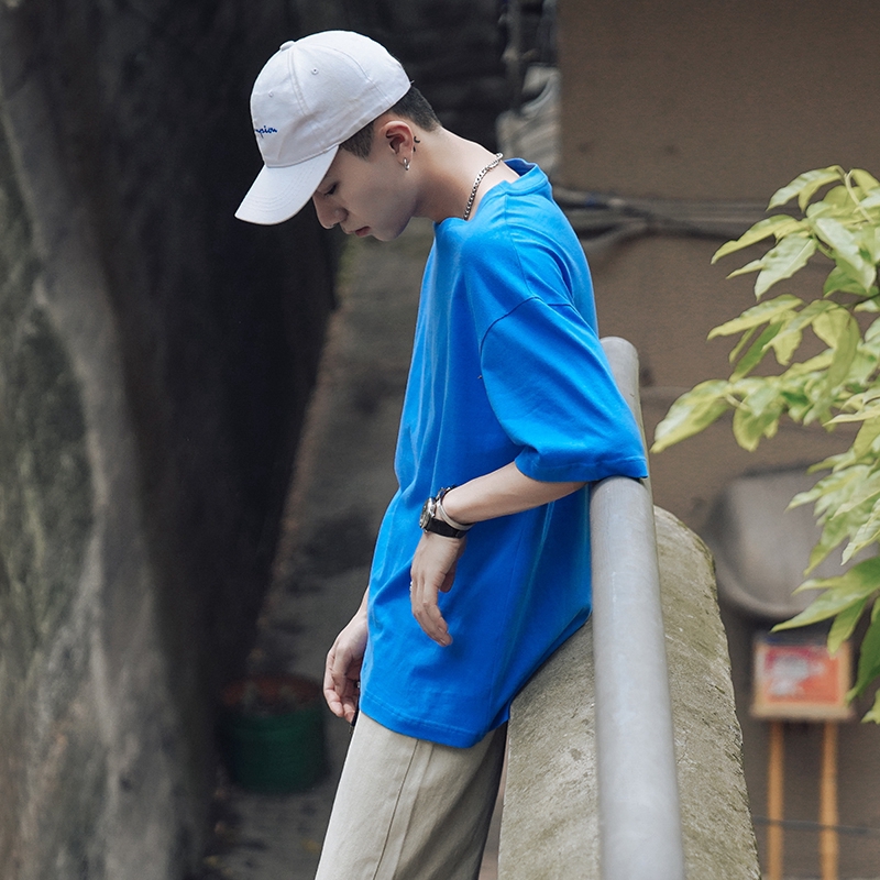 Áo Thun Nam Tay Ngắn Cổ Tròn Màu Trơn Thời Trang