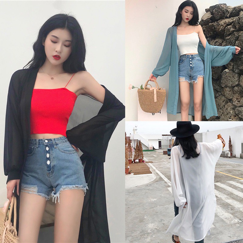 Áo khoác Cardigan tay dài chống nắng mặt trời thiết kế thanh lịch cho phái nữ