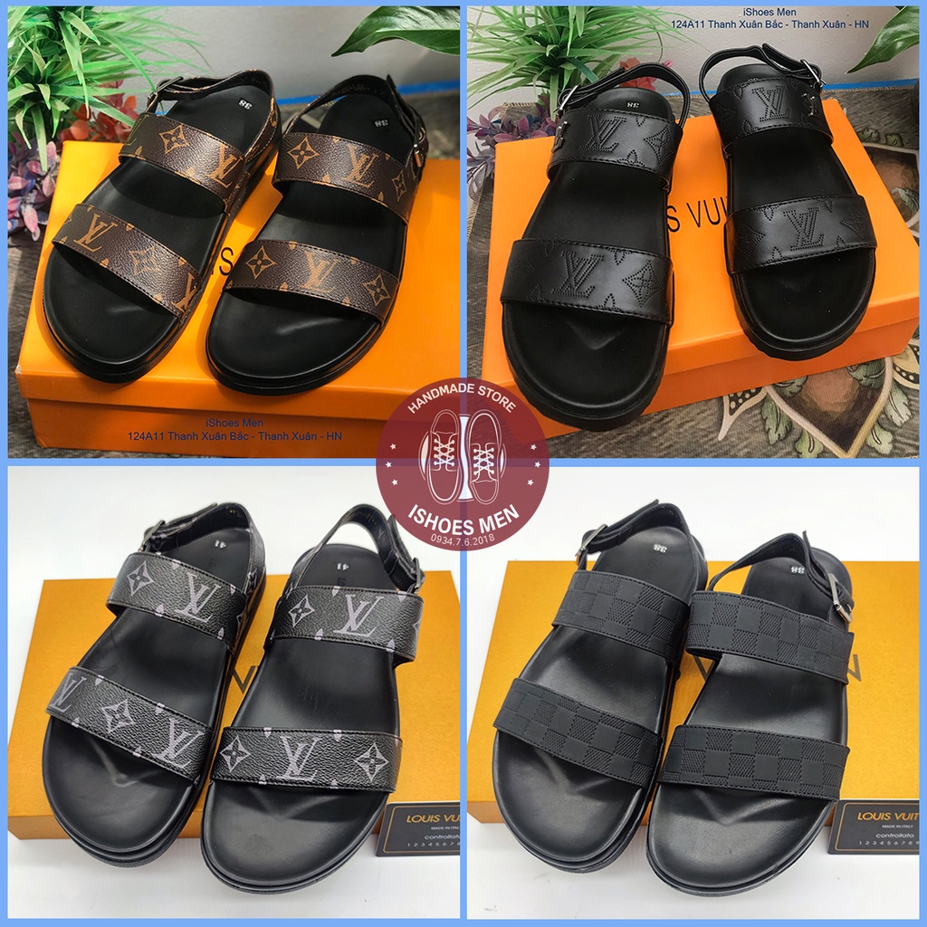 Dép Sandal Nam, Dép quai hậu nam LV D&amp;G da thật đế cao su cao cấp bảo hành 12 tháng