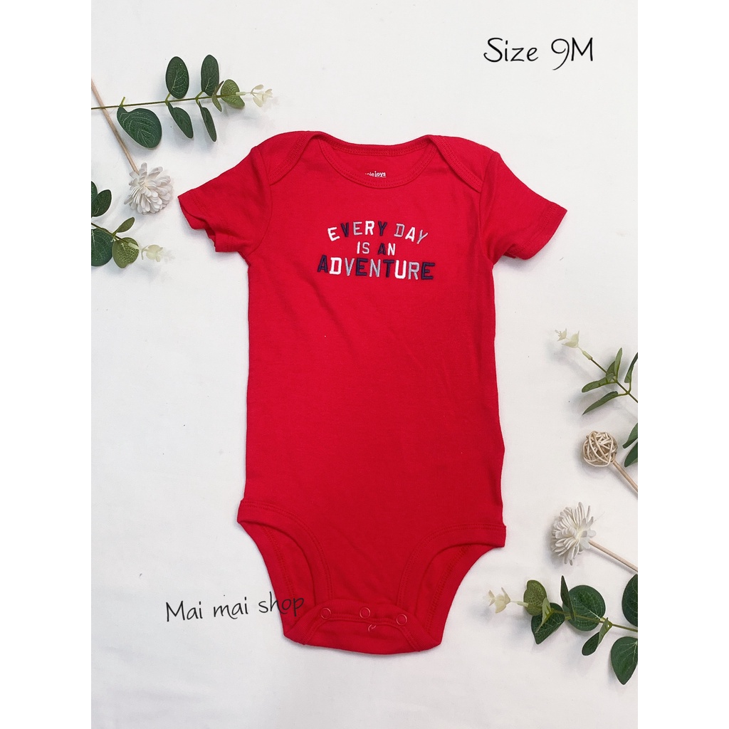 (6-9M chọn màu- Trai) Body chip TAY NGẮN xuất dư cổ tròn, cổ đáp chéo cho bé trai sz 6-9M- Bộ liền thân cho bé