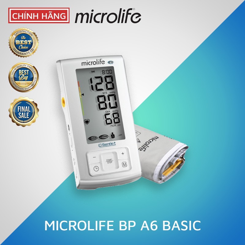 [HÀNG CHÍNH HÃNG] Máy đo huyết áp bắp tay Microlife BP A6 Basic - Bộ nhớ 99 lần đo - Bảo hành 5 năm toàn quốc