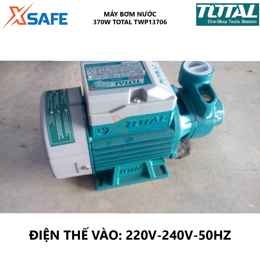 Máy bơm nước TOTAL TWP17506 Máy bơm công suất 750W(1HP), mô tơ dây đồng, chiều dài dây cáp 0.15m - Chính hãng [XSAFE]