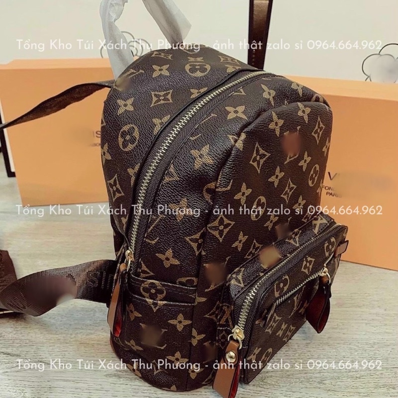 Balo MC.M - L.vv - Đio chất liệu da cao cấp, balo đi chơi in họa tiết chữ size nhỡ siêu xinh