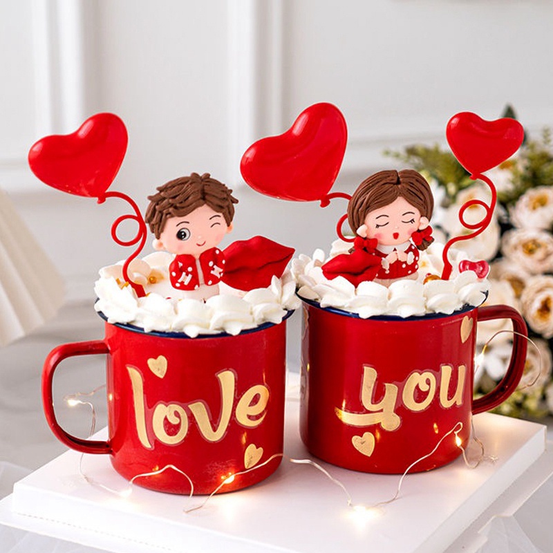1 Bộ 4 Thẻ Cắm Trang Trí Bánh Kem Hình Trái Tim