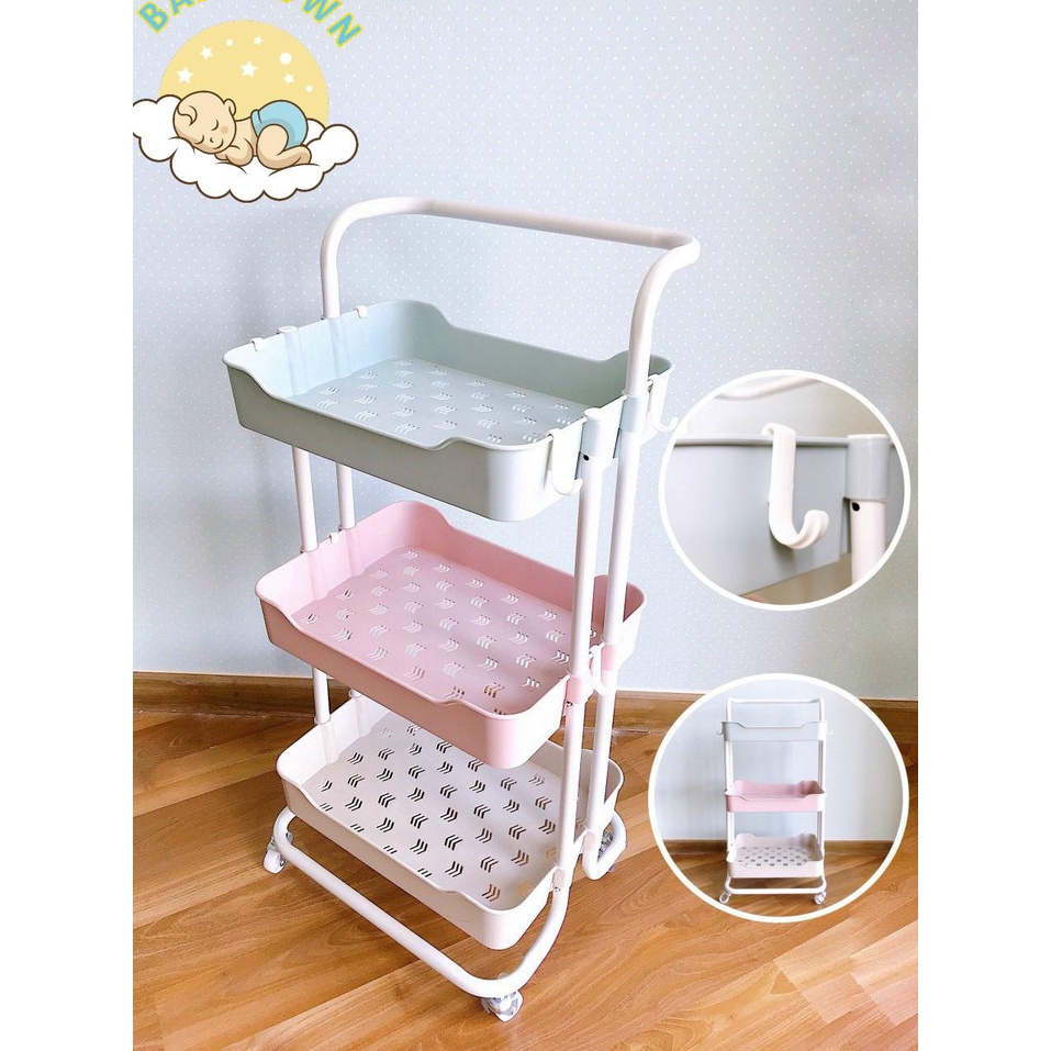 KỆ SẮT SASA 3 TẦNG CÓ BÁNH XE TROLLER