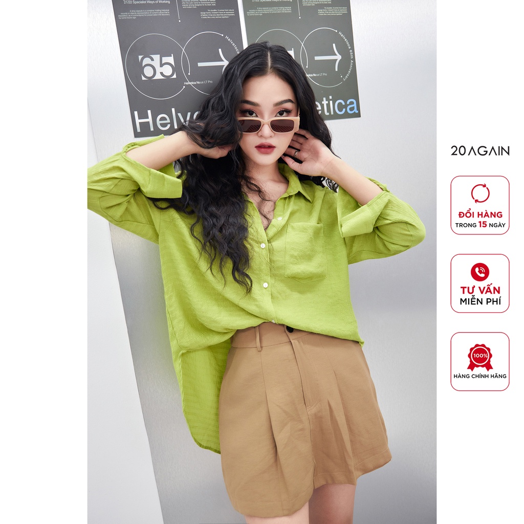 Áo sơ mi dáng rộng cổ Đức 20AGAIN thiết kế thời trang, năng động ASW1149