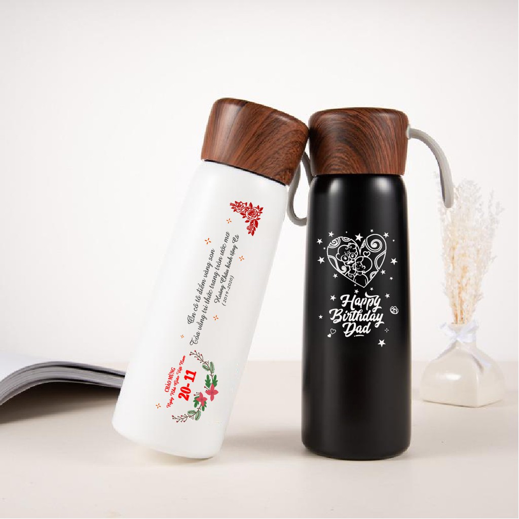 Bình nước giữ nhiệt 💖HVP💖,bình giữ nhiệt HVP làm bằng inox 304, giữ nóng/lạnh 8h-20h, dung tích 500ml có tặng túi nhựa