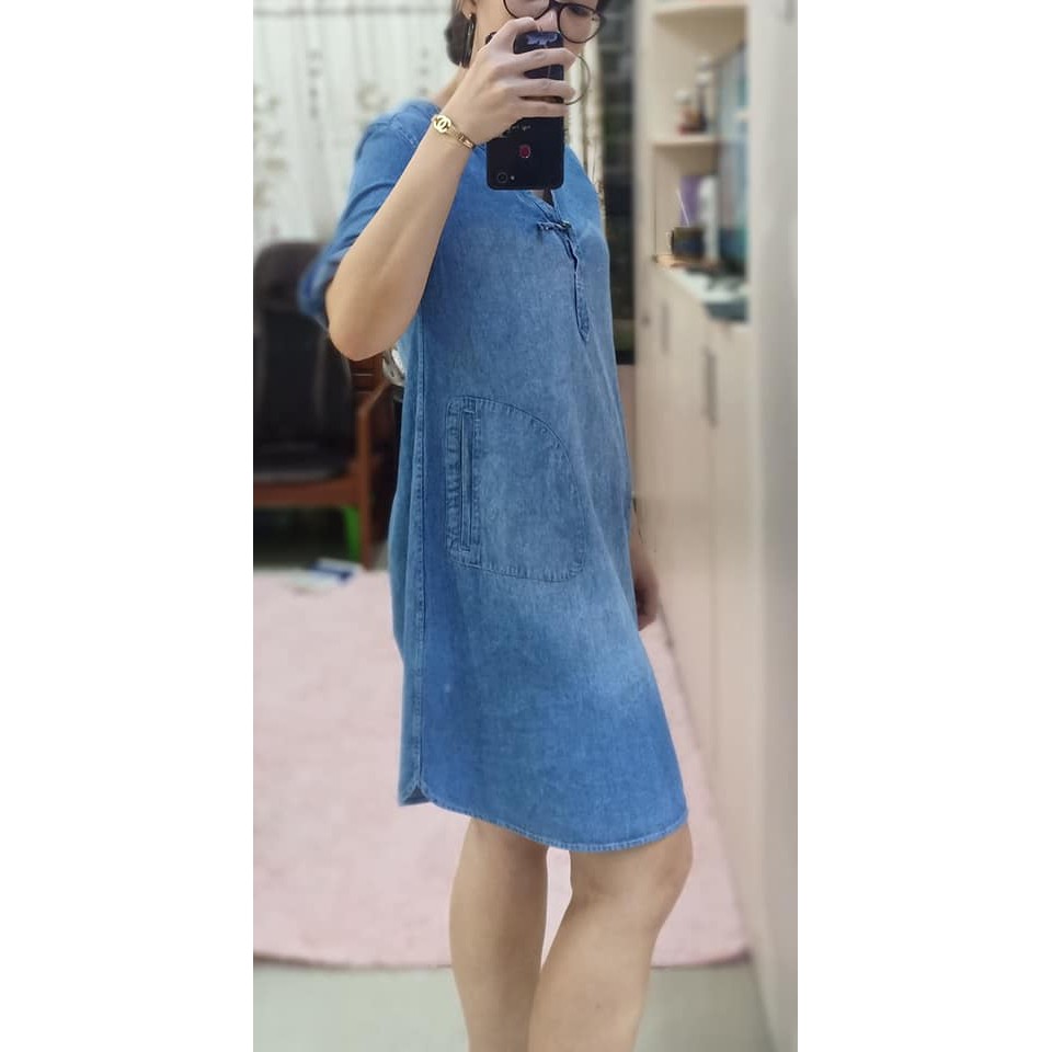 ĐẦM DENIM CỔ TRÒN THỜI TRANG-MÃ MJ04