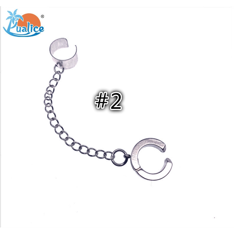 Temperament Hong Kong style stainless steel chain earrings titanium steel ear bone clip men and women trendy earrings