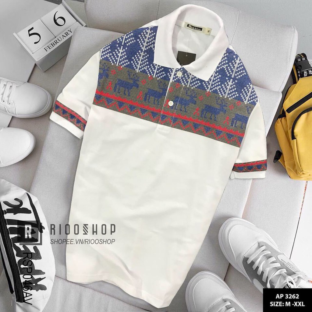 Áo thun nam ngắn tay có cổ họa tiết tuần lộc cực đẹp RSP046 - áo polo nam Riooshop | BigBuy360 - bigbuy360.vn