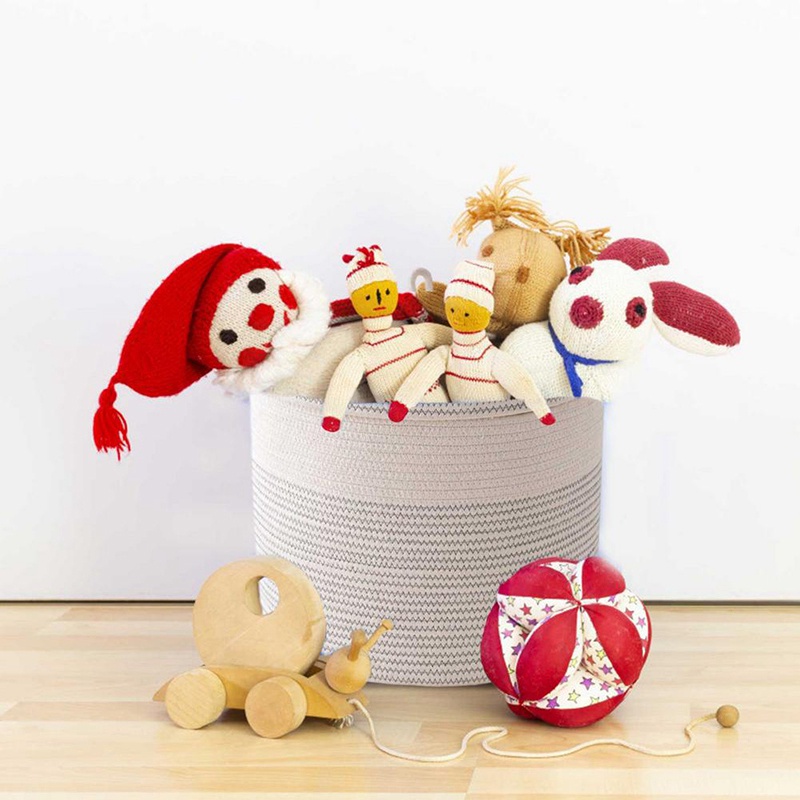 Giỏ Đựng Đồ Giặt / Đồ Chơi Bằng Dây Cotton Bện Có Nắp Đậy Sắp Xếp Gọn Gàng