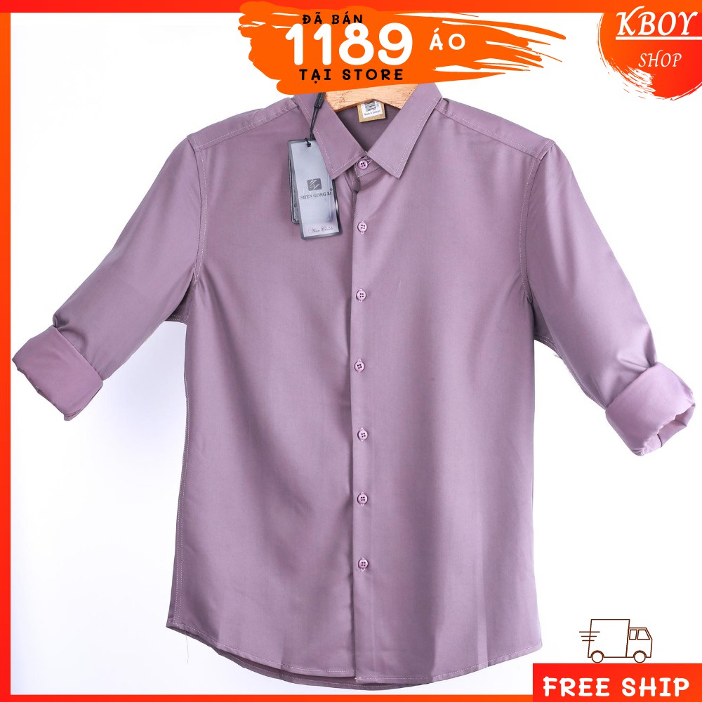 Áo sơ mi tay dài- cổ bẻ Họa tiết cao cấp, Mềm mịn, thoáng mát, Lịch lãm, tinh tế, Màu xám, co giãn tốt - G571 | BigBuy360 - bigbuy360.vn
