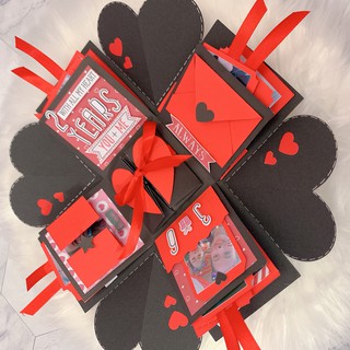 Hộp quà Lovebox Exploding Box - Mẫu Đỏ Đen