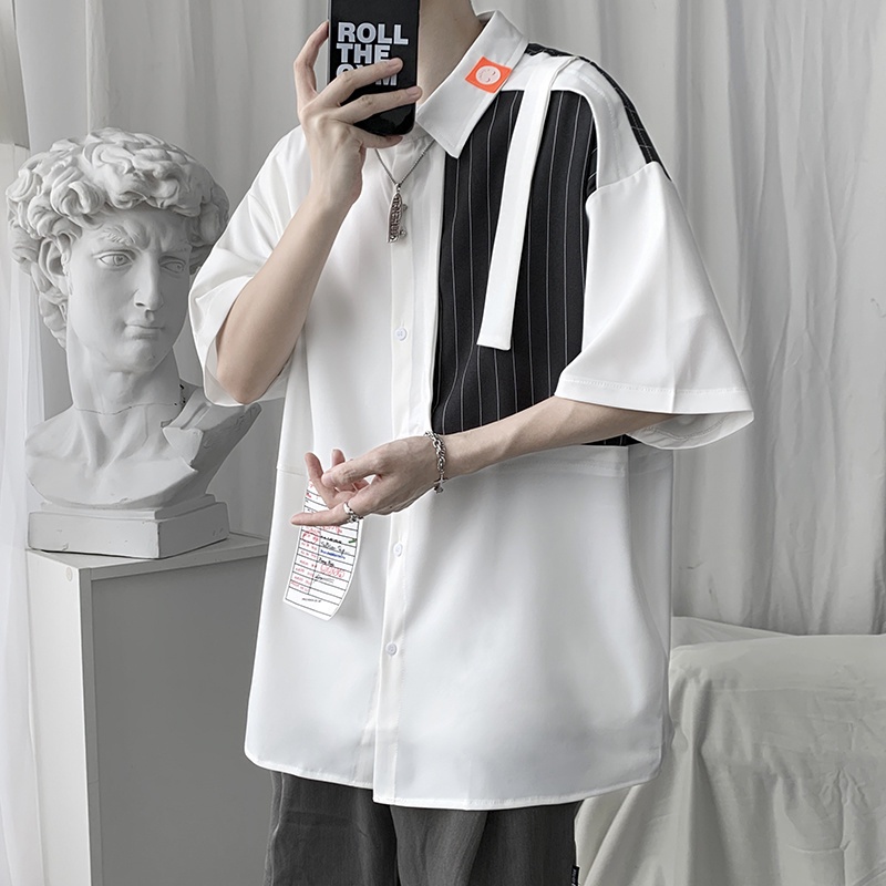 Áo Sơ Mi Tay Ngắn Dáng Rộng Thoáng Khí Thời Trang Mùa Hè Phong Cách Hàn Quốc 2022 Cho Nam