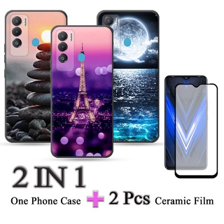 Ốp Lưng Kèm Kính Cường Lực Cong 2 Trong 1 Cho Tecno Pova Neo