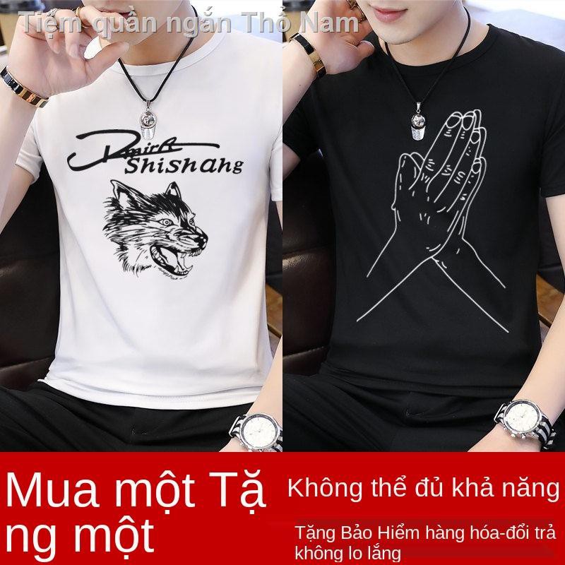 Áo thun nam ngắn tay mùa hè sơ mi lửng phối đáy hợp thời trang trẻ trung -shirt Casual T-shirt cộng với quần size t