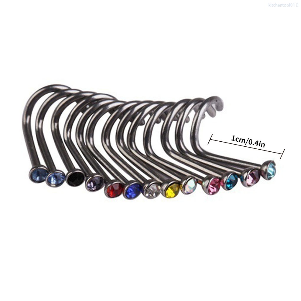 Set 10 khuyên mũi đính đá bằng thép không gỉ