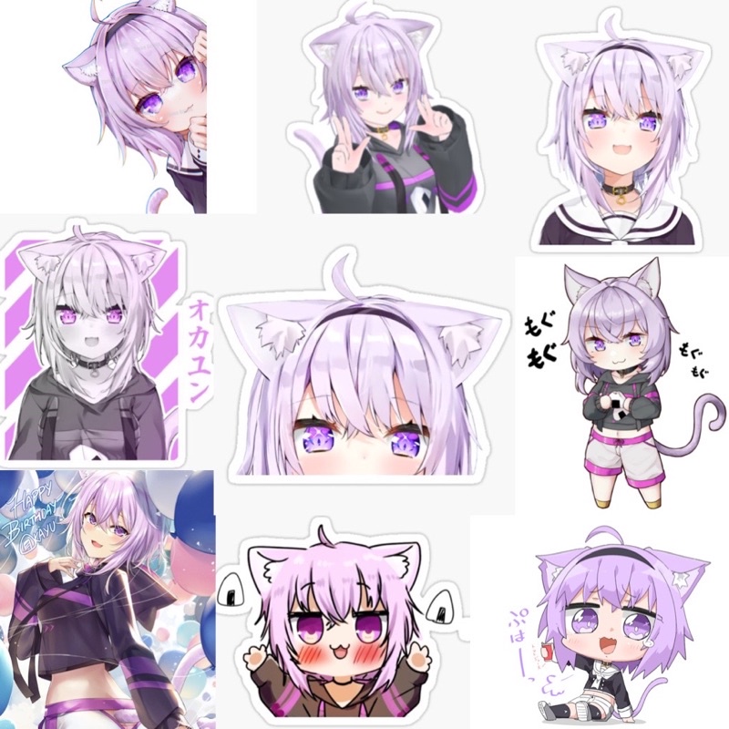 Sticker okayu Hololive 30-60 cái ép lụa khác nhau / hình dán Hololive okayu