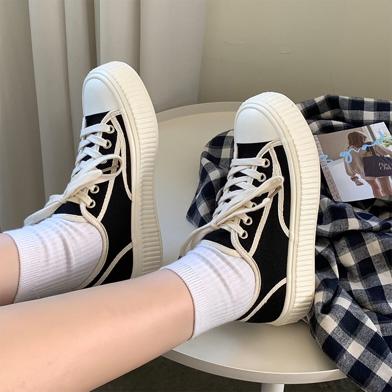 Mistery GiàY Thể Thao Nữ GiàY TrắNg Giày Bánh Quy Độ Dày 3 Cm MIS-804