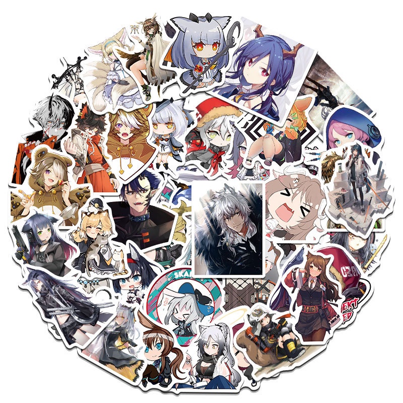 Bộ 50 Miếng Dán Game Arknights Chống Thấm Nước Cho Notebook/Mũ Bảo Hiểm/Guitar/Guitar Trẻ Em
