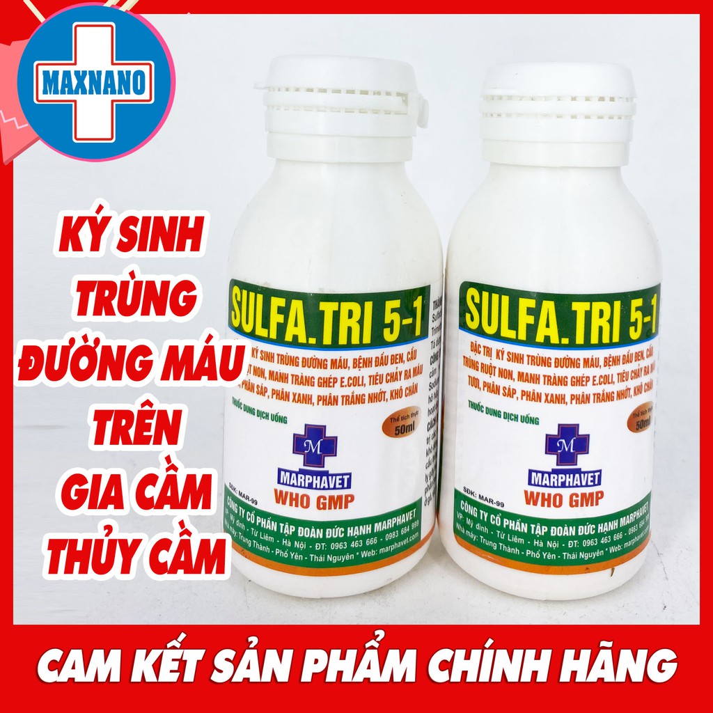 SULFA.TRI 5-1 50ml phòng bệnh đường ruột trên gà, vit, ngan, chó, mèo, thú cảnh, chim cảnh