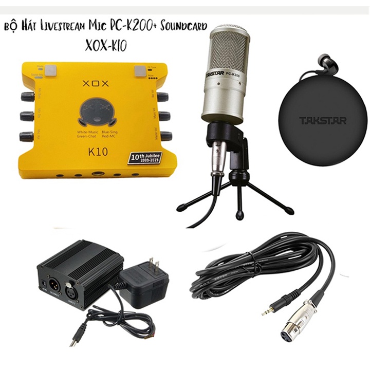 Bộ Thu Âm Livestream Soundcard XOX K10 2020 &amp; Mic TAKSTAR PC K200