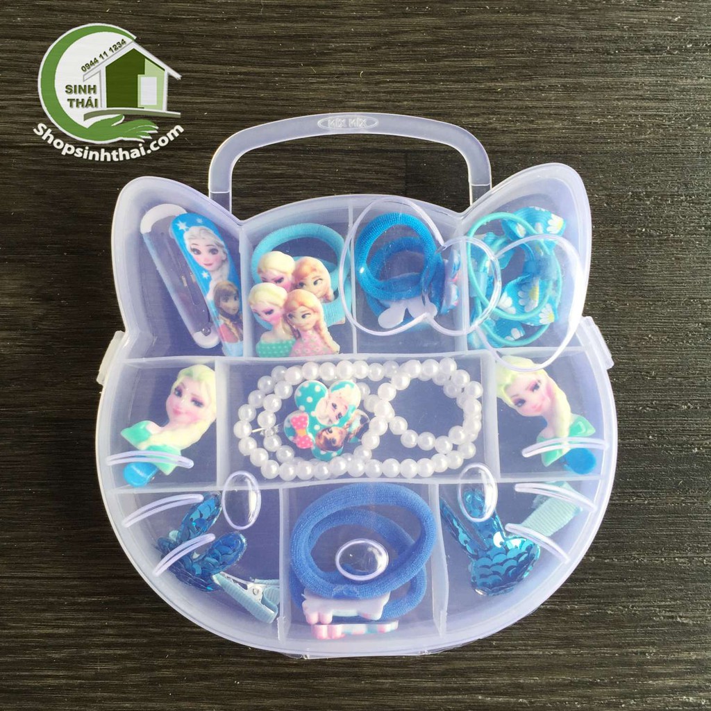 Hộp dây cột tóc, vòng tay, phụ kiện cho bé gái hình công chúa elsa