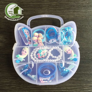 Hộp dây cột tóc, vòng tay, phụ kiện cho bé gái hình công chúa elsa