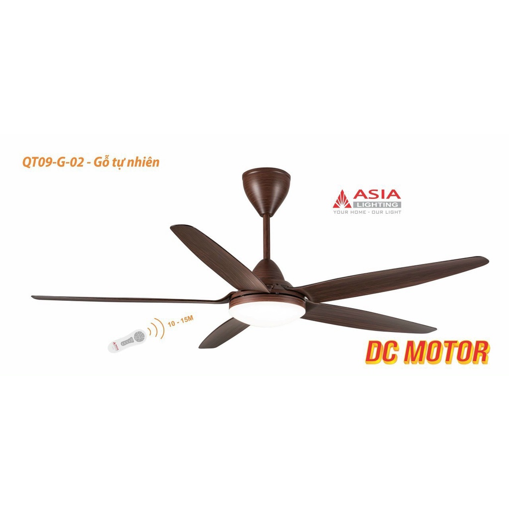 Quạt trần động cơ DC có đèn,có điều khiển Asia QT09 bảo hành 2 năm