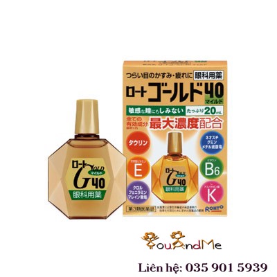 (Nội địa Nhật) Thuốc nhỏ mắt Rohto Gold 40 (20ml)