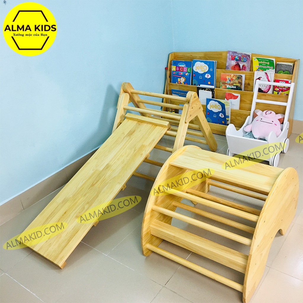 Cầu Trượt Cho Bé Giúp Tăng Thể Lực Pikler Triangle Alma Kids AMK2109 – Bộ Vận Động.