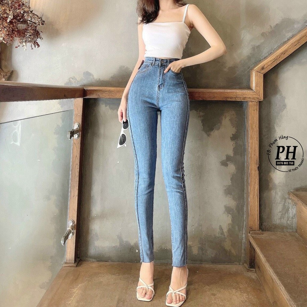 Quần Jeans Nữ Cạp Cao Sành điệu - Quần Bò Nữ Co Giãn