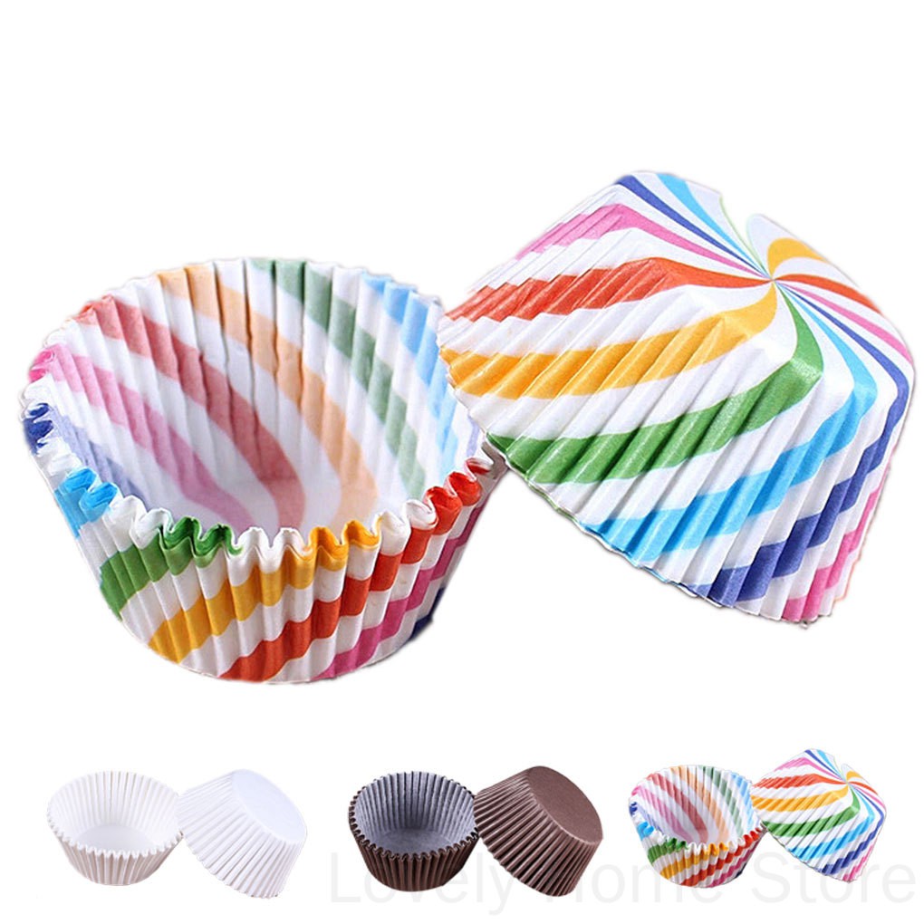 Set 100 Đế Giấy Lót Bánh Cupcake Nhiều Màu