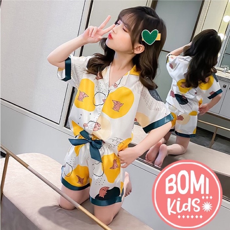 [ 8kg - 26kg] Đồ Bộ Mặc Nhà Pijama Lụa Cao Cấp Cộc Tay Cho Bé