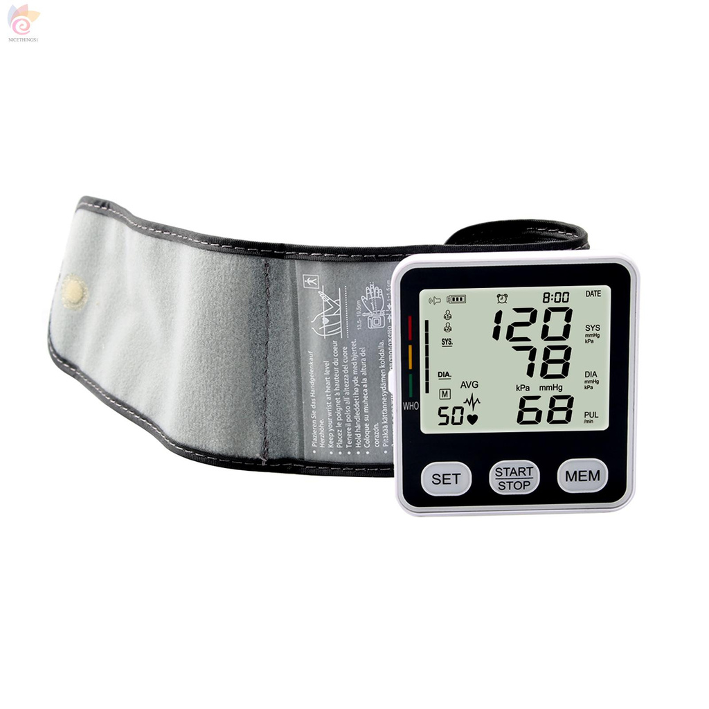 ET Wrist Type Electronic Blood-Pressure Monitor Digital LCD Blood-Pressure Measurement Meter Fully Automatic Sphygmomanometer with Heart Rate Detection