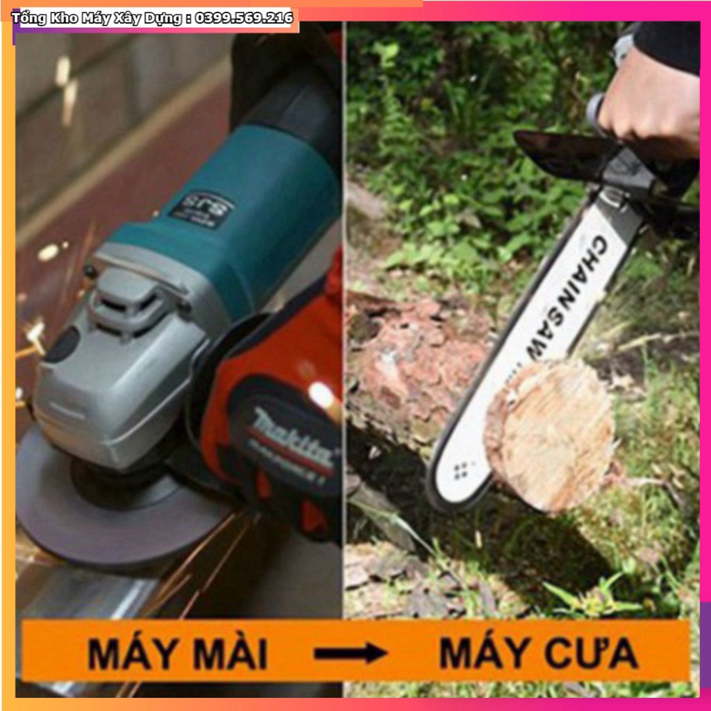 HOT ƯU ĐÃI  Máy mài góc Makita + Lưỡi cưa xích - Biến máy mài thành máy cưa siêu rẻ - Xẻ gỗ - Tỉa cành - Đ  HỖ TR