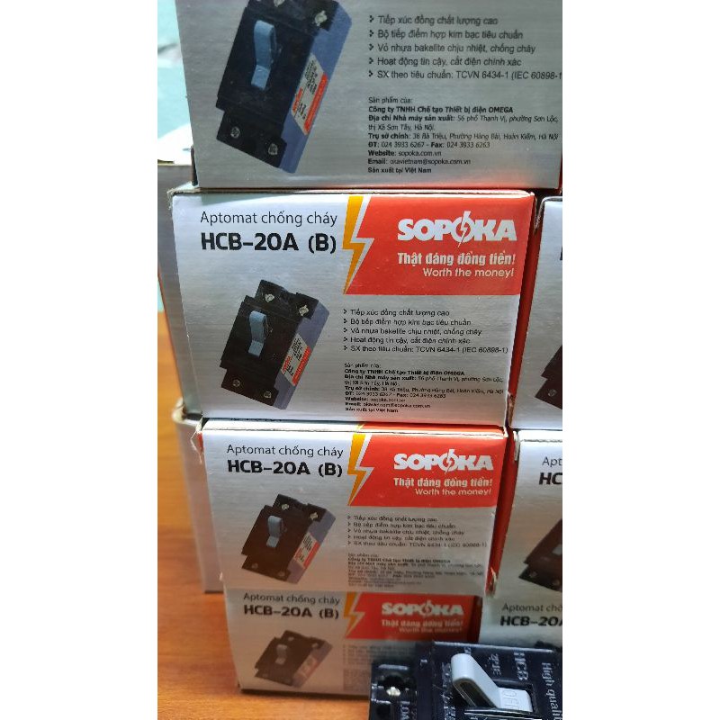 Aptomat át hộp điều hoà át hộp bình nóng lạnh cả vỏ 20a/25a SOPOKA