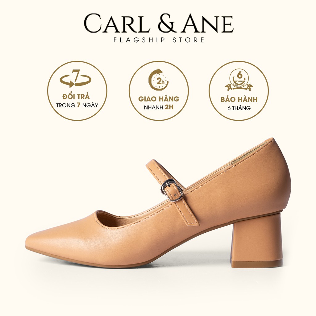 Carl &amp; Ane - Giày cao gót nữ phối dây kiểu dáng cơ bản cao 5cm màu bò _ CP003