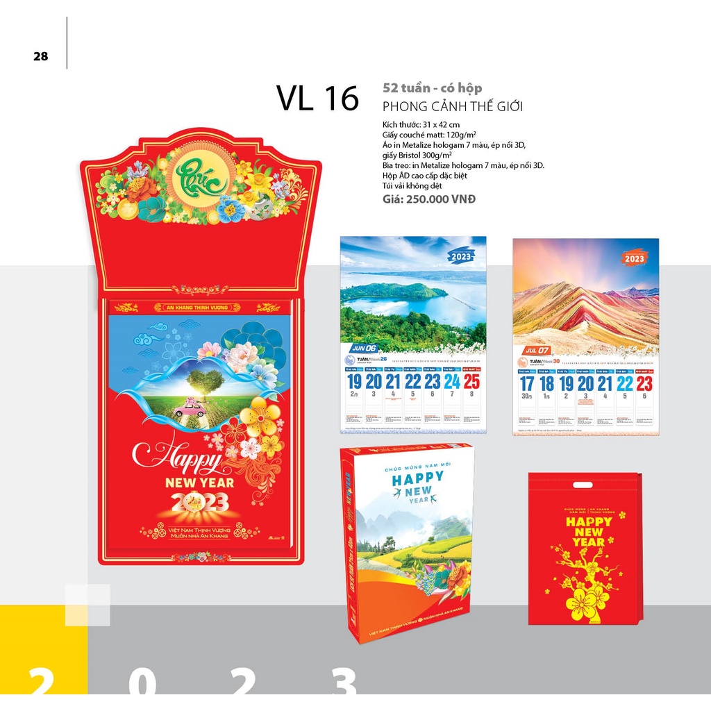 Lịch 2023: VL14 Phong Cảnh Thế Giới , VL15 Phong Thủy Cát Tường , VL16 Phong Cảnh Thế giới , VL17 Phong Thủy Cát Tường