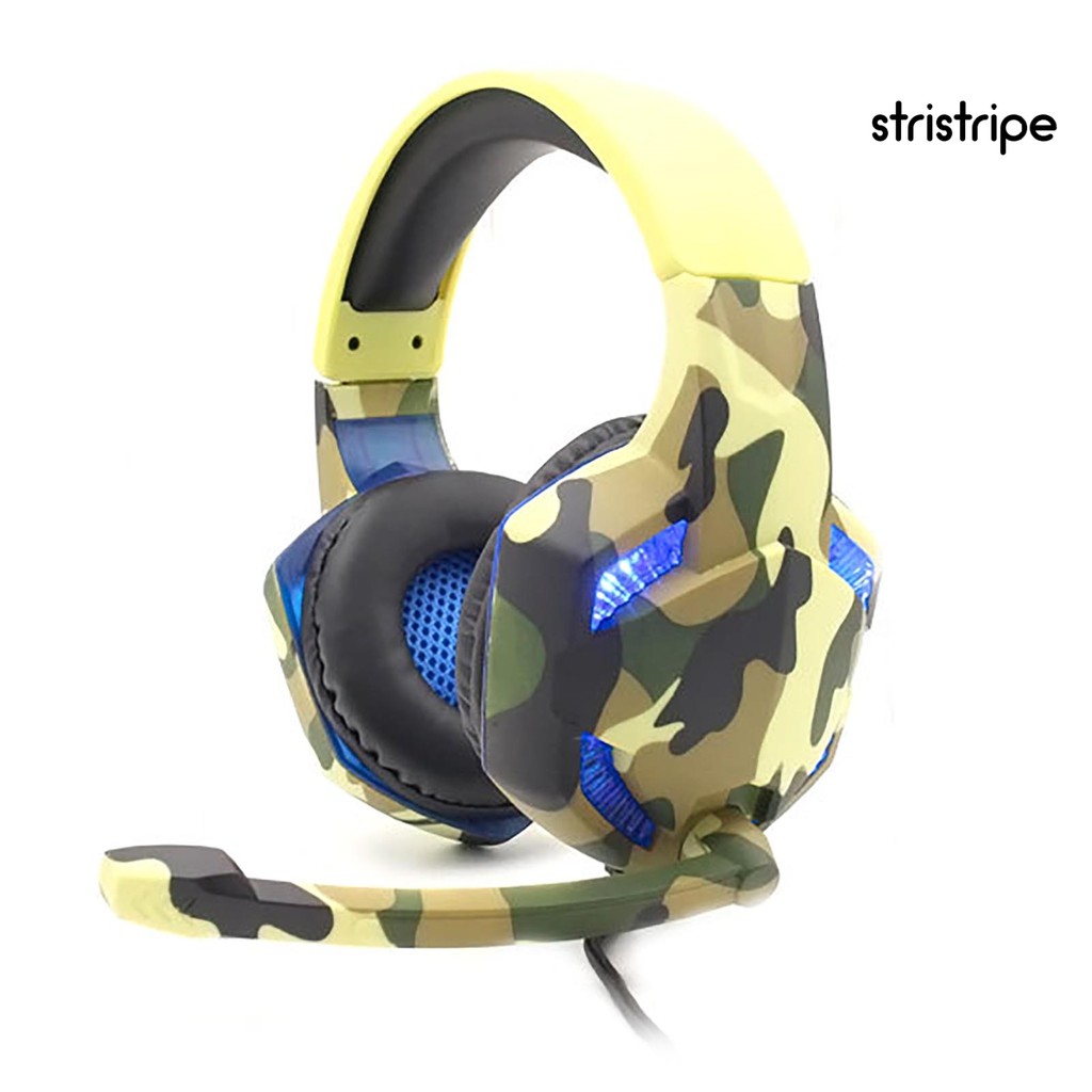 STR Wired Luminous Camouflage Gaming Headphone Headset for Computer Game Console