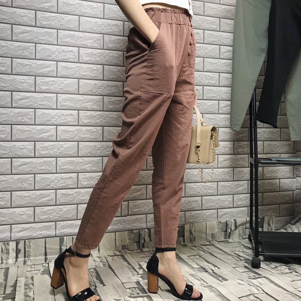 [Mã FASHIONT4WA giảm 10K đơn 50K] Quần Baggy Đũi Nữ, Quần Đũi Nữ Cạp Chun 5 Cúc Bọc, Chất Đũi Xước Hàn Thoáng | BigBuy360 - bigbuy360.vn