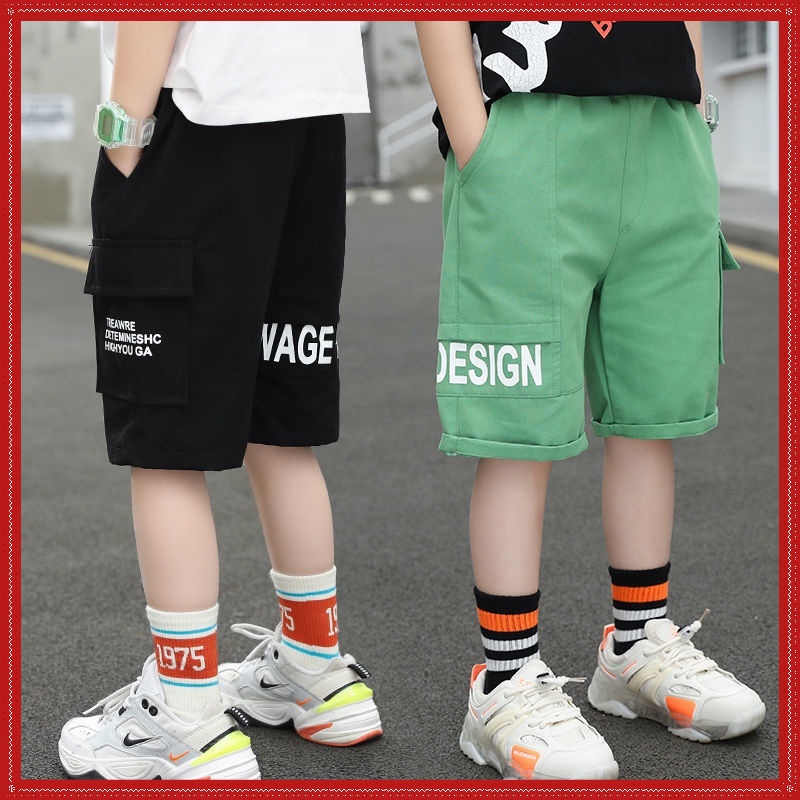 Quần Short Cotton Mỏng Ống Rộng In Chữ Phong Cách Phương Tây Thời Trang Cho Bé Trai