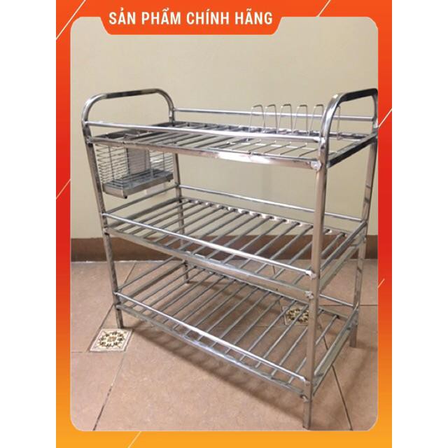 [Hỏa tốc 1H] Chạn úp bát đĩa inox 3 tầng Sài Gòn kèm ống đũa dầy đẹp, Kệ bát đũa inox