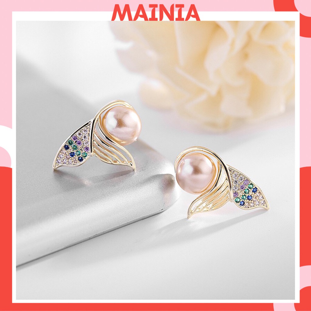Bông Tai Hình Đuôi Cá Đính Đá Xinh Xắn Hàn Quốc Mainia Shop