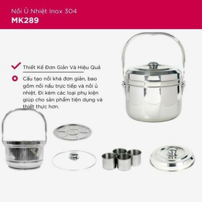 Nồi ủ nhiệt inox 304 của Mishio MK289 5.4L