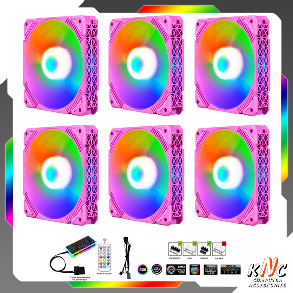 Bộ Quạt Tản Nhiệt Pink P1 12cm Fan Led RGB Đồng Bộ Mainboard - Hub Coolmoon Tomato Xigmatek VSP