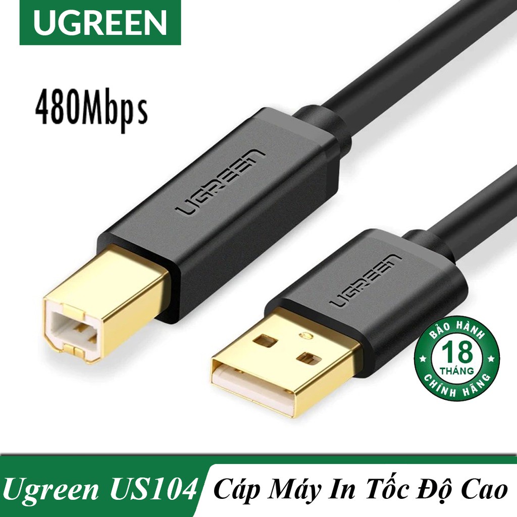 Cáp USB máy in Cao Cấp Ugreen 10350 20847 10351 10352 US135 Chính Hãng Mạ Vàng