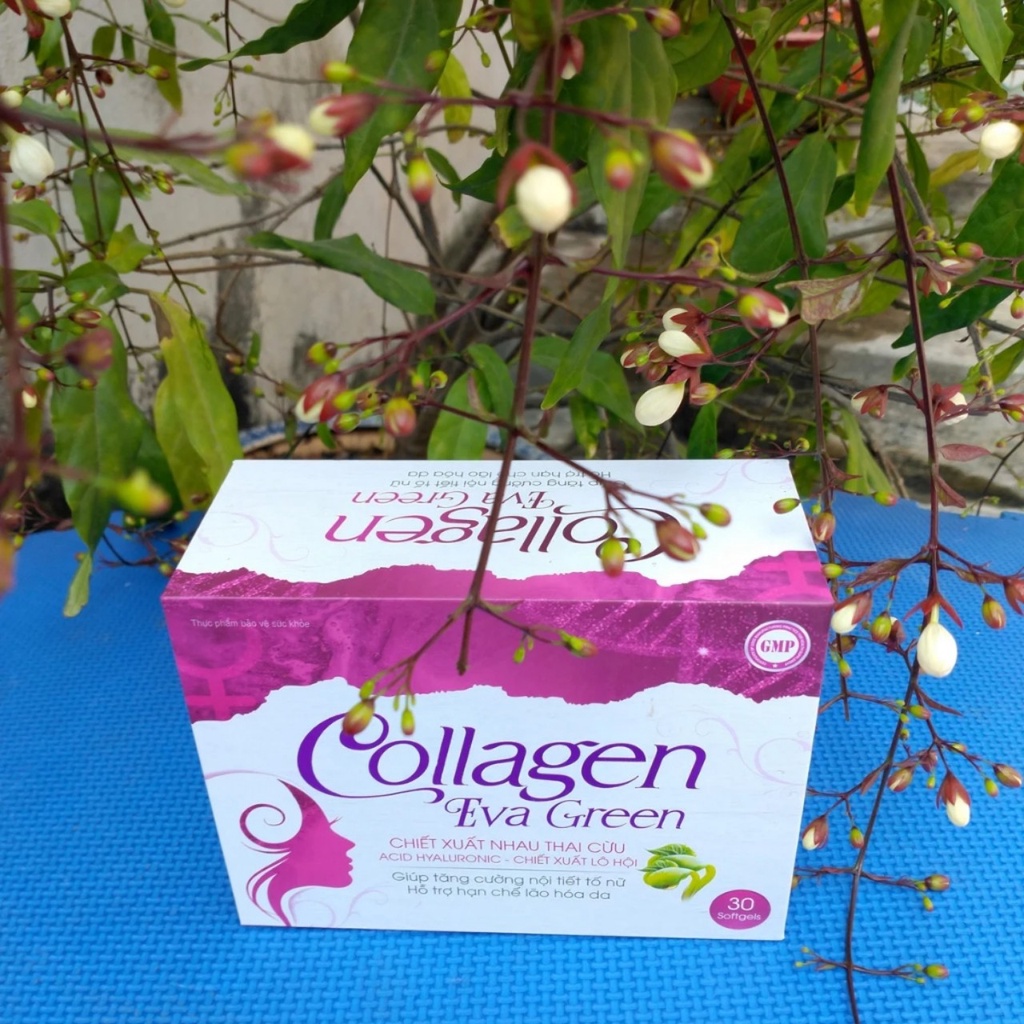 COLLAGEN EVA GREEN Giúp  bổ sung COLLAGEN  tươi và các vitamin giúp sáng da, hết sạm da, tàn nhàn da đẹp mịn màng .