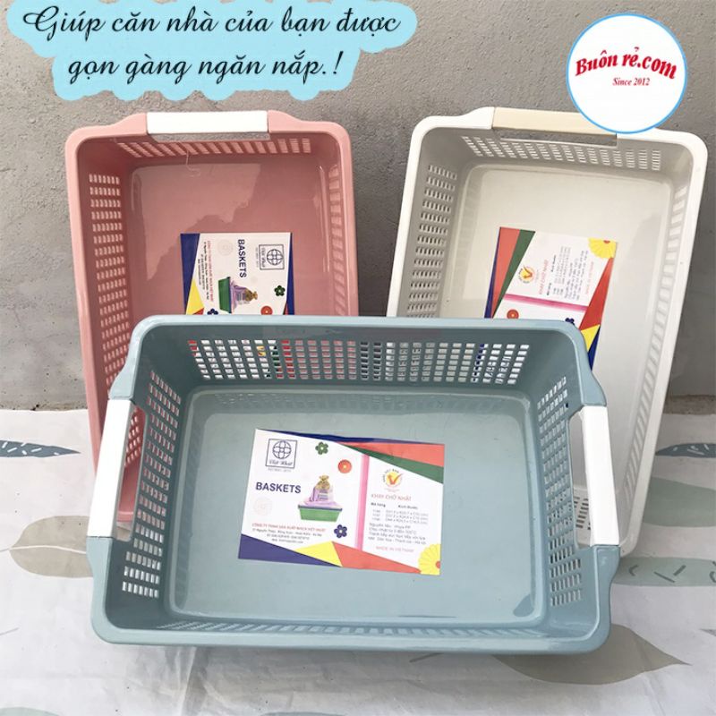 Khay nhựa chữ nhật có tay cầm, nhựa Việt Nhật hàng Việt Nam chất lượng cao Ms7589